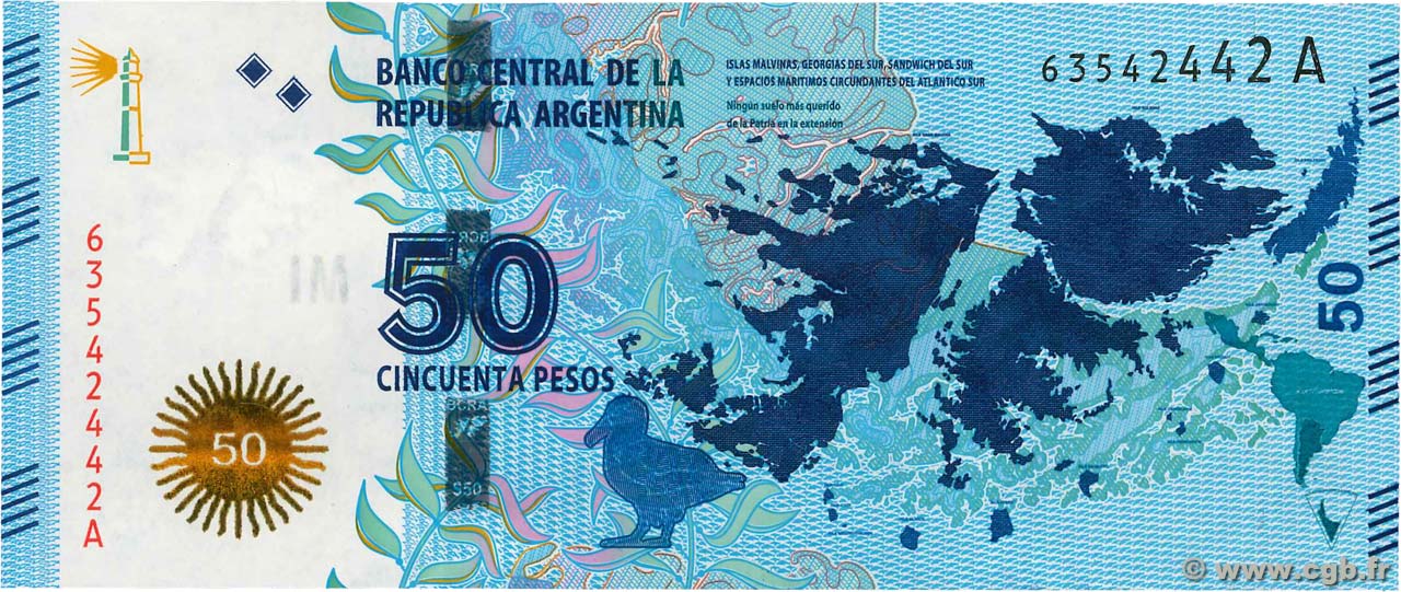 50 Pesos ARGENTINA  2015 P.362 UNC