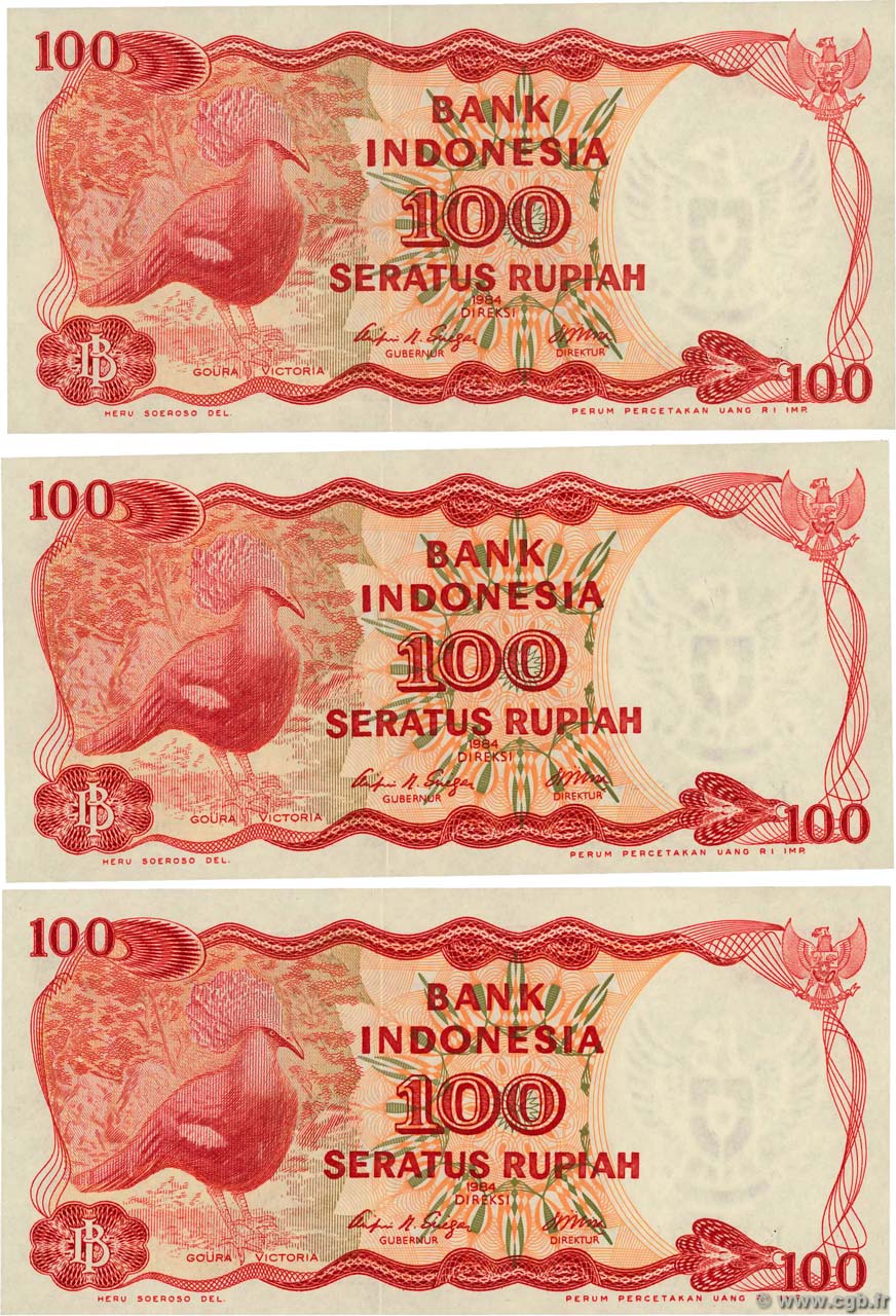 100 Rupiah Consécutifs INDONESIEN  1984 P.122a ST