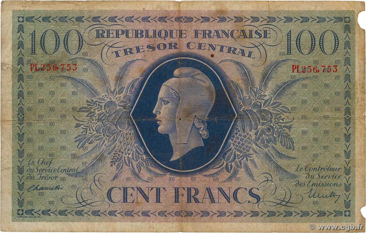 100 Francs MARIANNE FRANCIA  1943 VF.06.01e RC+