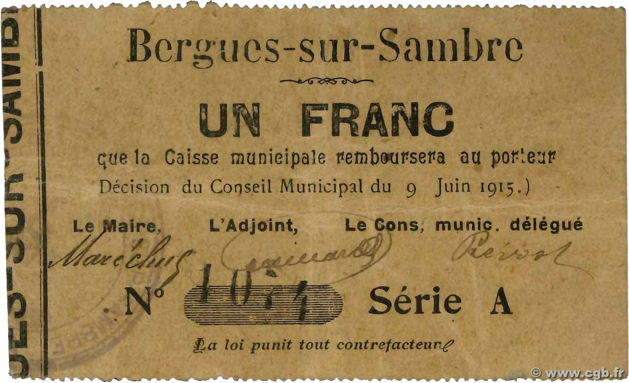 1 Franc FRANCE Regionalismus und verschiedenen  1915 JP.02-0210 SS