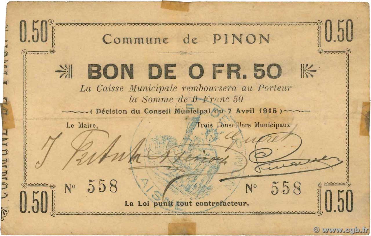 50 Centimes FRANCE Regionalismus und verschiedenen  1915 JP.02-1765 S