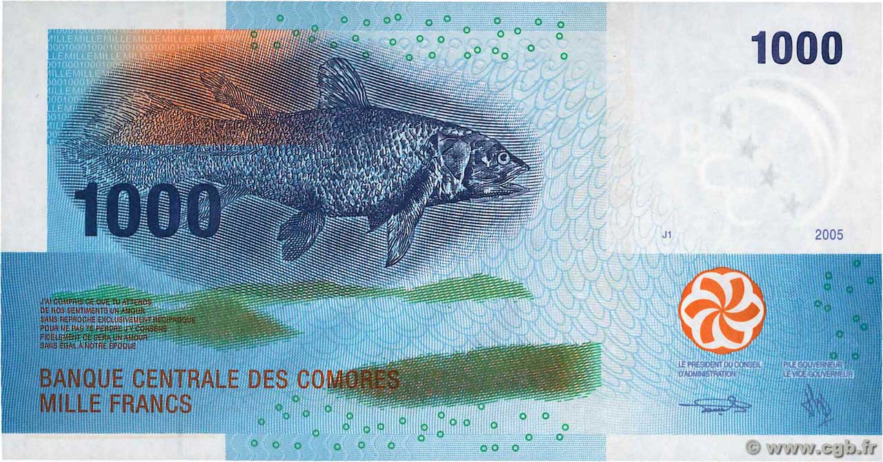 1000 Francs COMORAS  2005 P.16b FDC