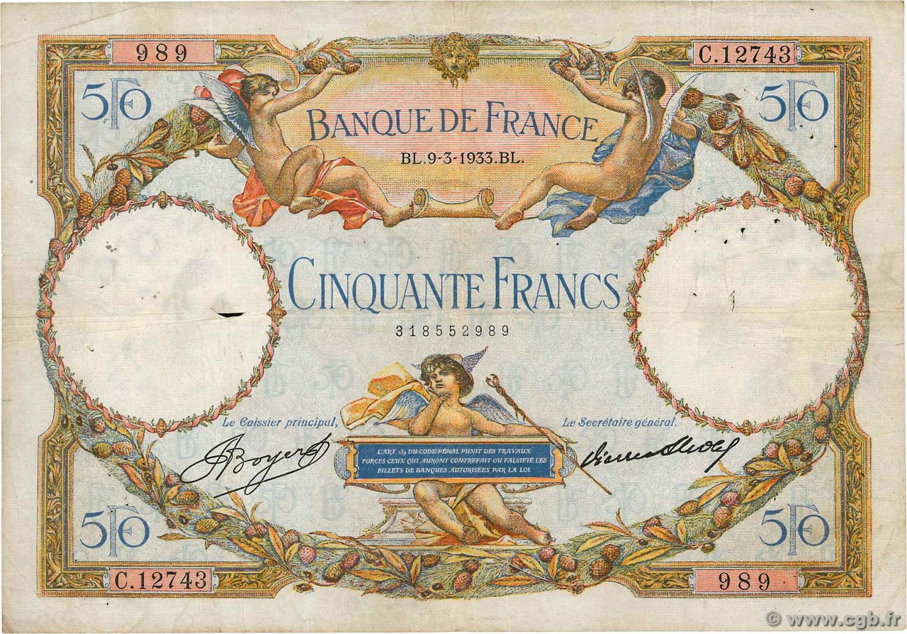 50 Francs LUC OLIVIER MERSON type modifié FRANCE  1932 F.16.03 F