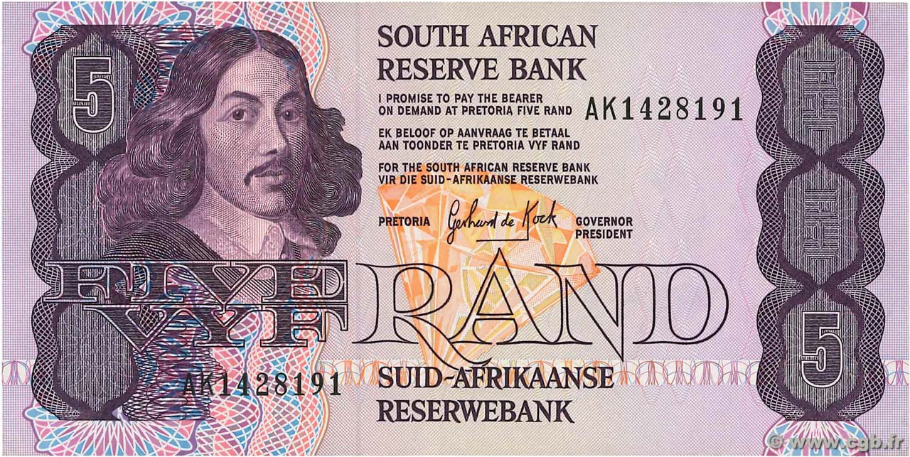 5 Rand SUDÁFRICA  1990 P.119d EBC