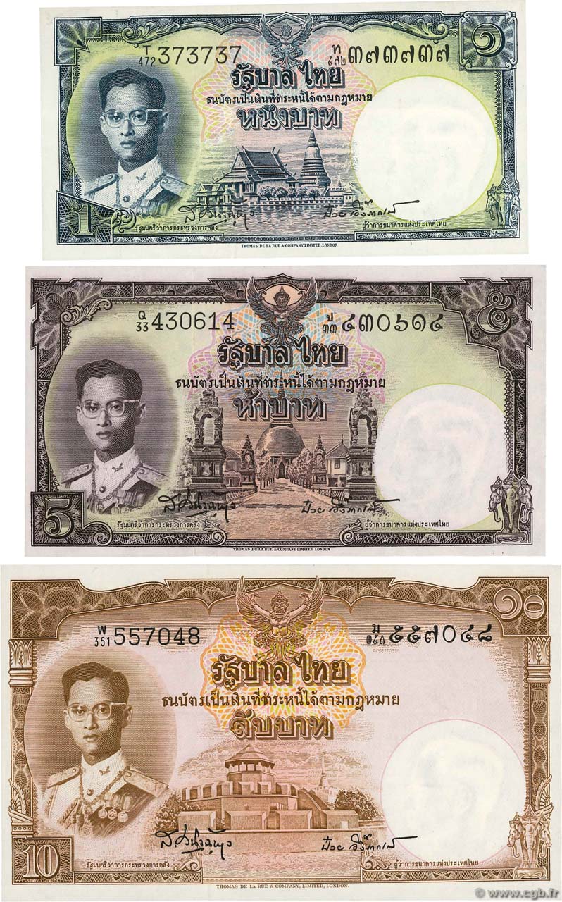 Lot de 3 Billets TAILANDIA  1956 P.LOT SC