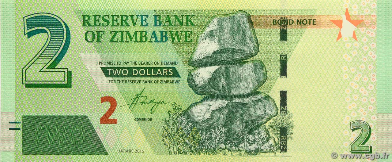 2 Dollars ZIMBABWE  2016 P.99 UNC