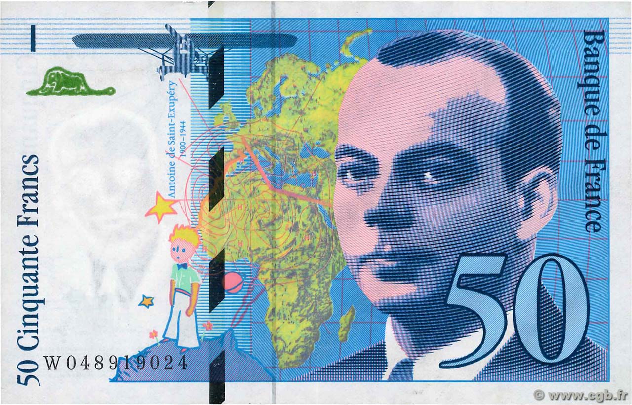50 Francs SAINT-EXUPÉRY modifié FRANCE  1999 F.73.05 TTB+