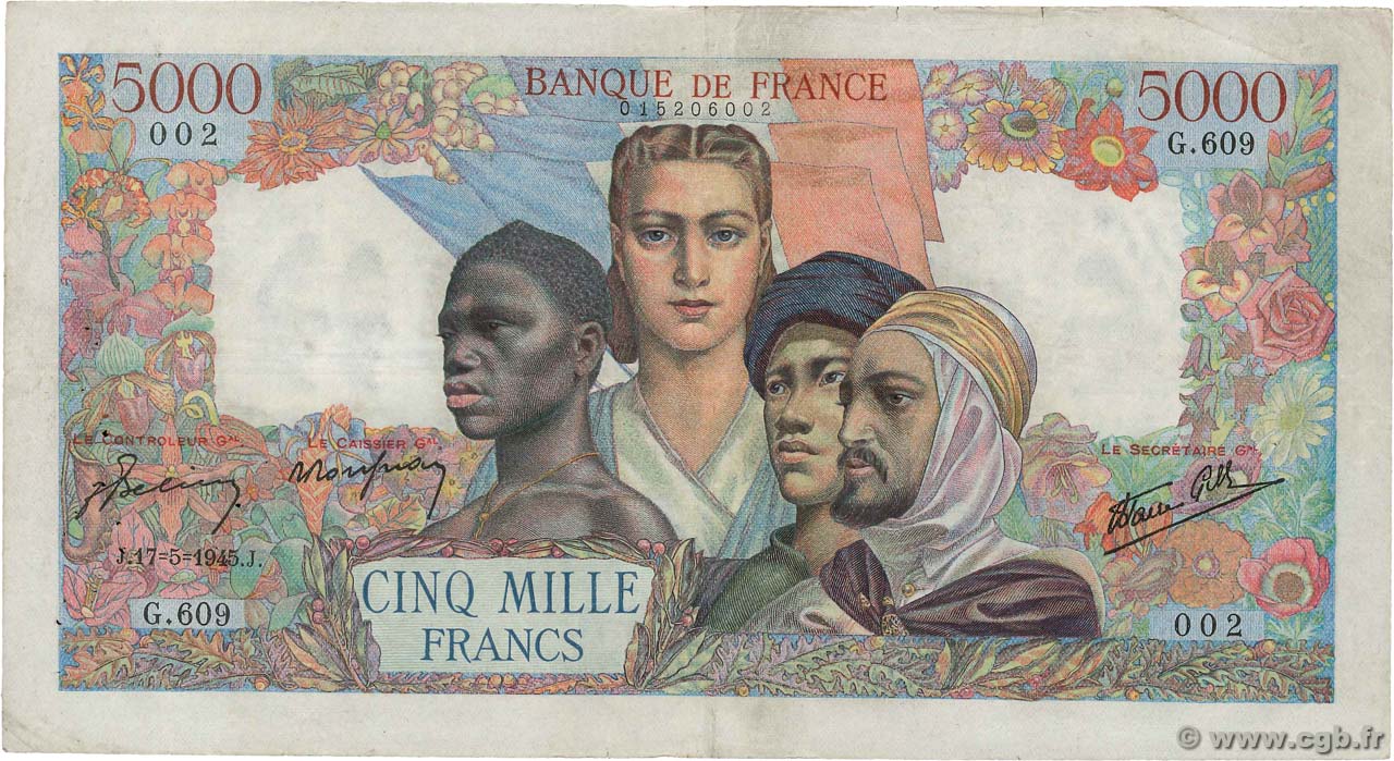 5000 Francs EMPIRE FRANÇAIS FRANCIA  1942 F.47.06 q.BB