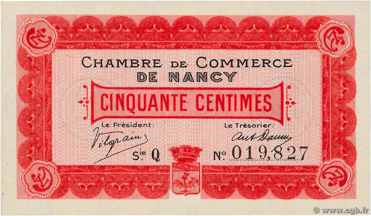 50 Centimes FRANCE régionalisme et divers Nancy 1915 JP.087.01 pr.NEUF