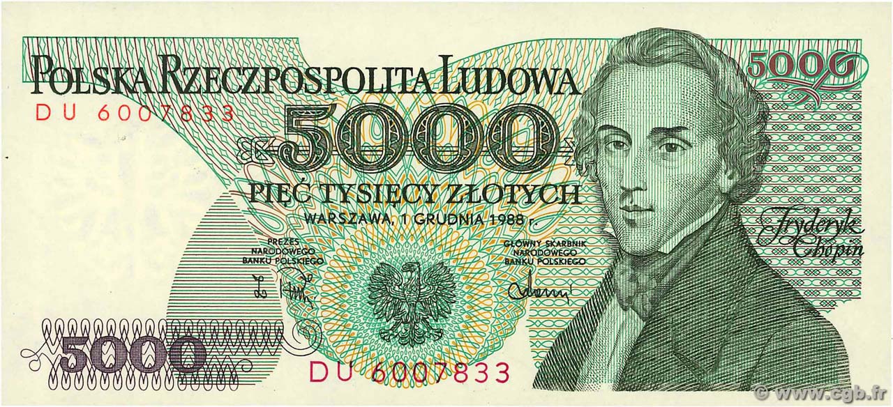 5000 Zlotych POLEN  1988 P.150c fST+