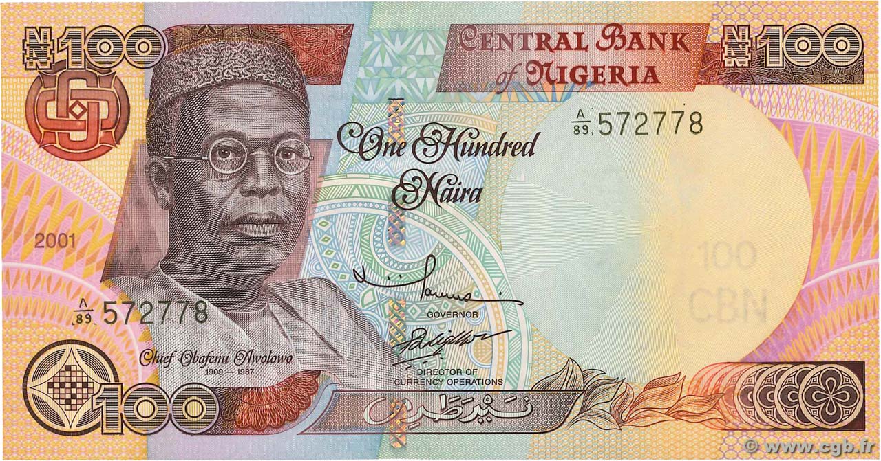 100 Naira NIGERIA  2001 P.28c FDC