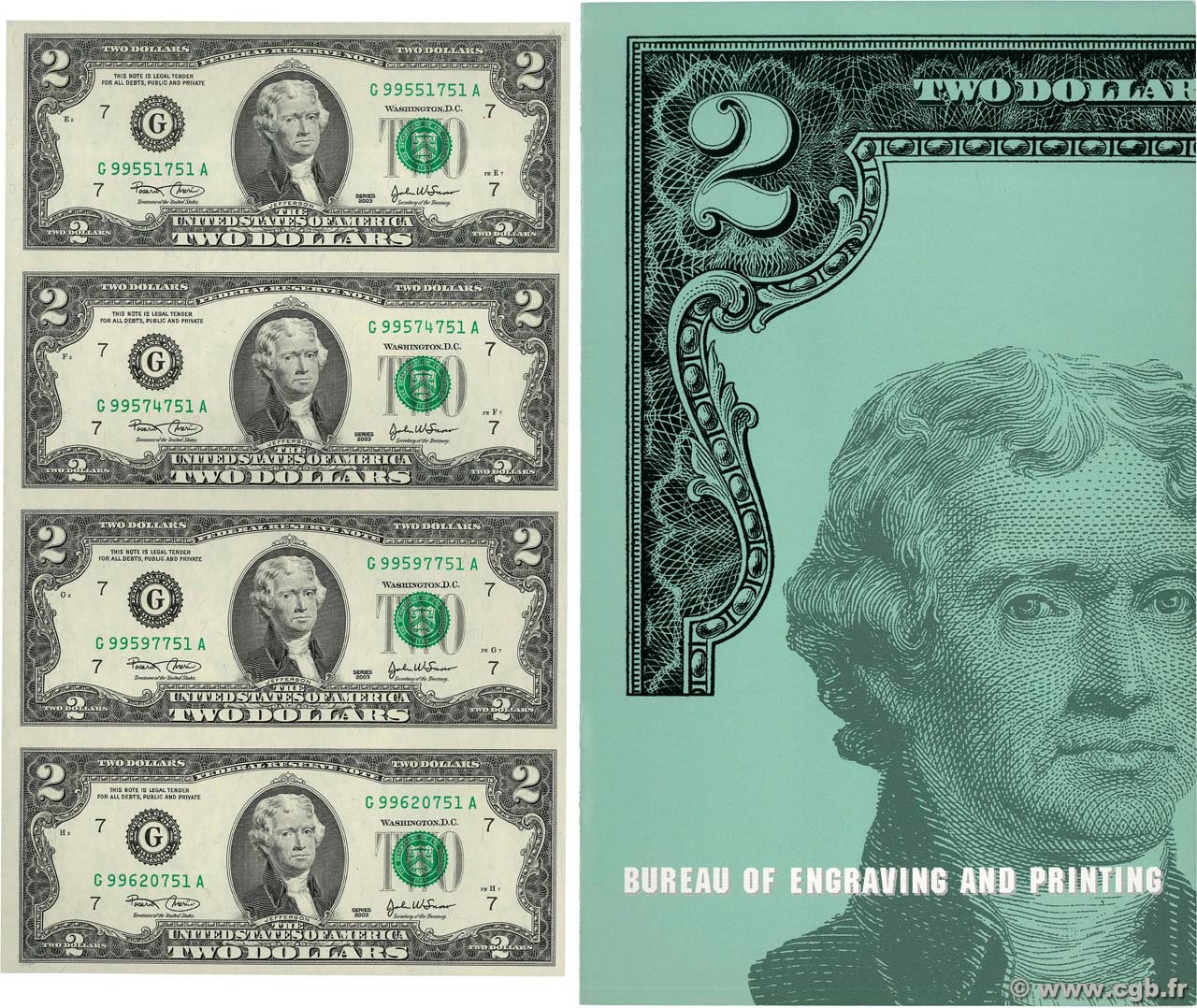 2 Dollars ÉTATS-UNIS D AMÉRIQUE Chicago 2003 P.516a NEUF
