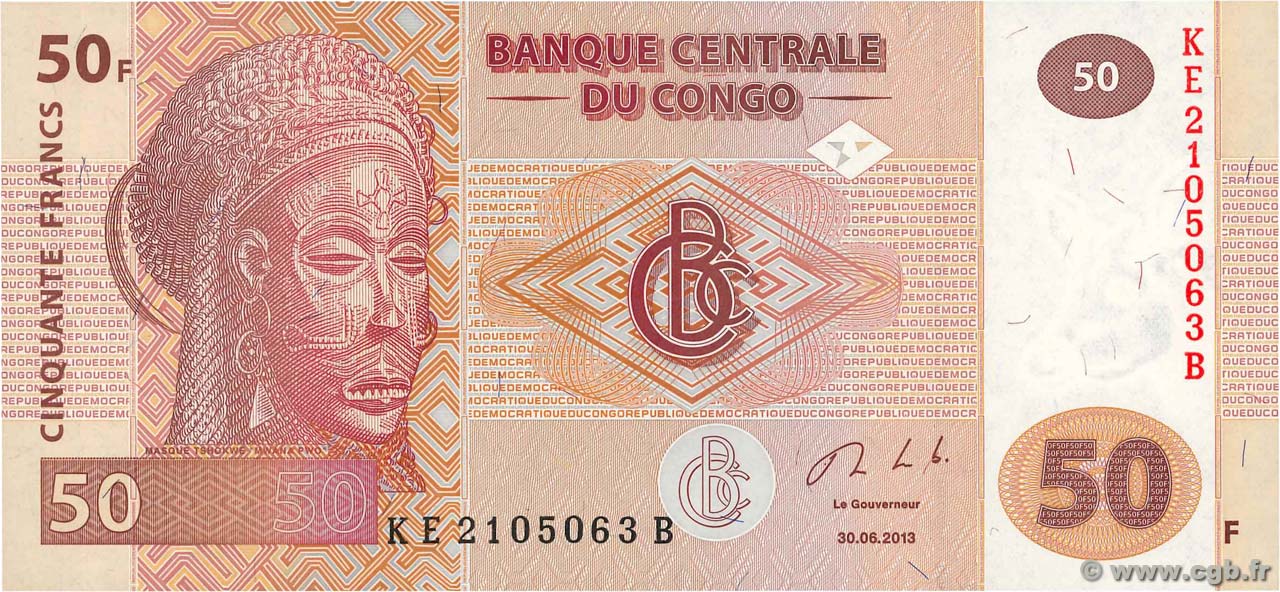 50 Francs CONGO, DEMOCRATIC REPUBLIC  2013 P.097A UNC