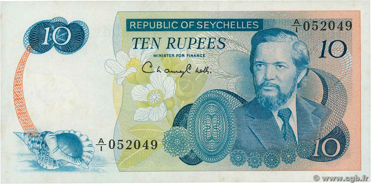 10 Rupees SEYCHELLES  1976 P.19a AU