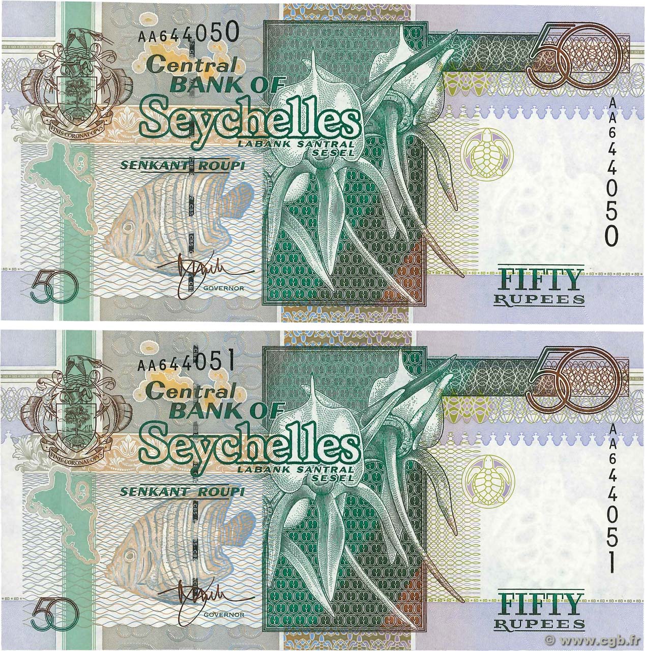 50 Rupees Consécutifs SEYCHELLES  1998 P.38a UNC