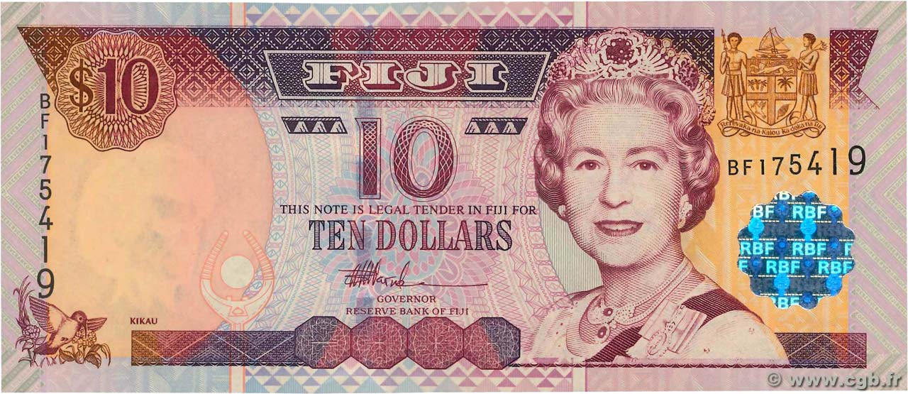 10 Dollars FIJI  2002 P.106a UNC-