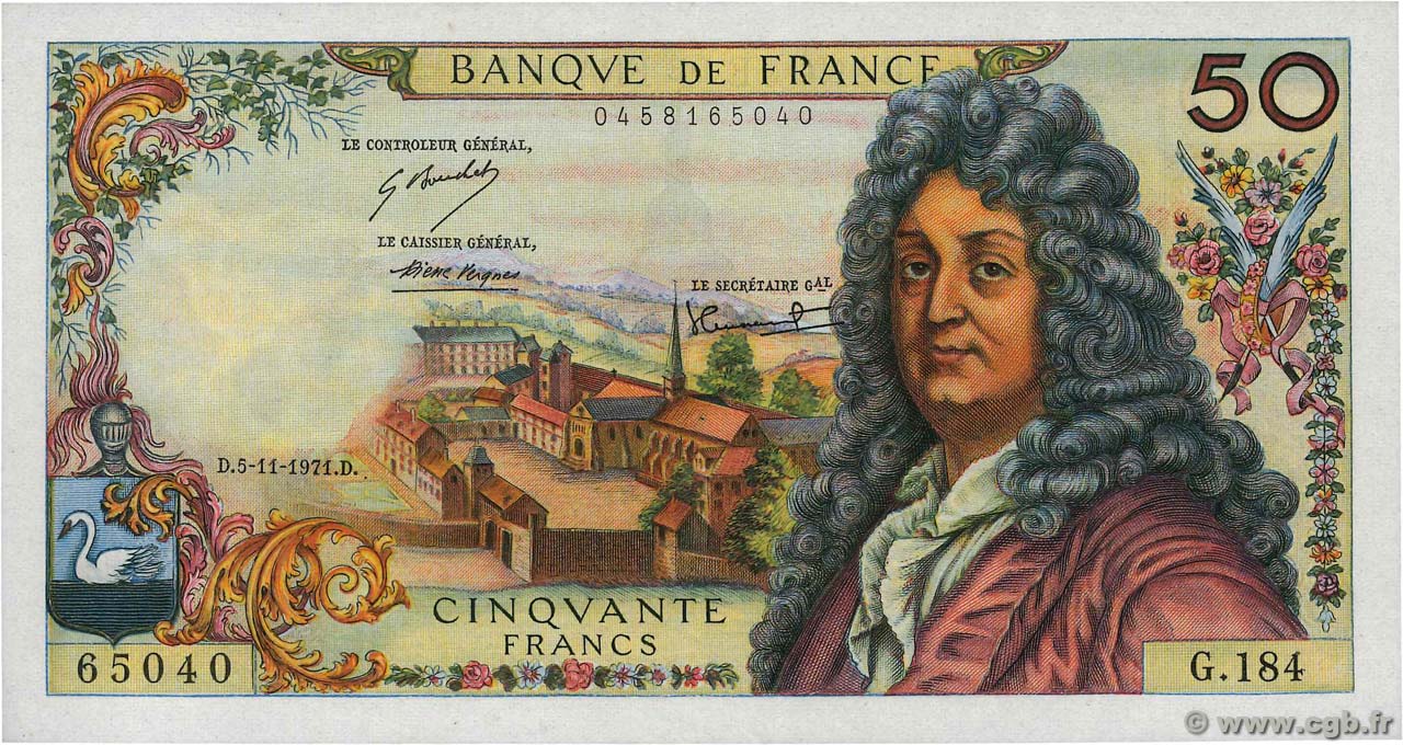 50 Francs RACINE FRANCE  1971 F.64.19 VF+