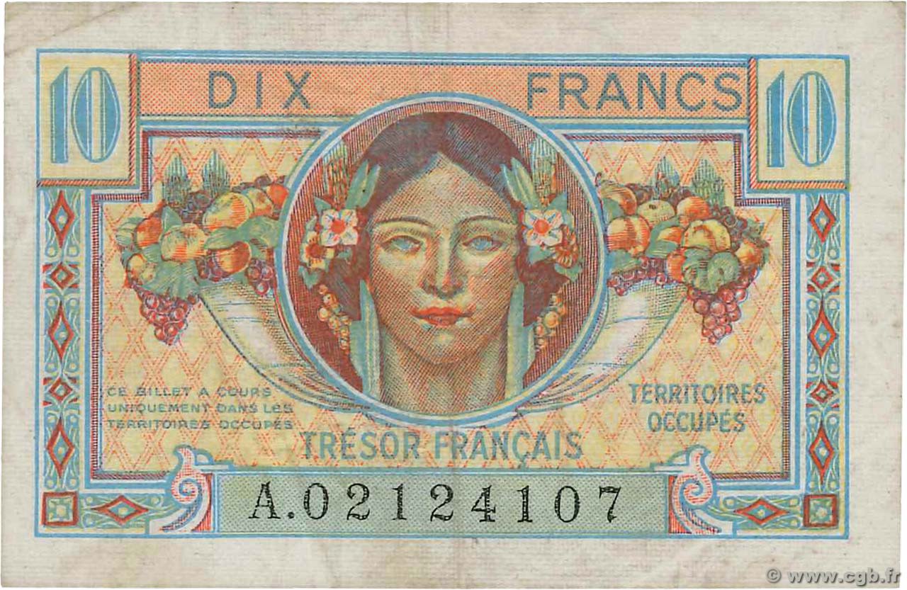 10 Francs TRÉSOR FRANÇAIS FRANCE  1947 VF.30.01 TTB