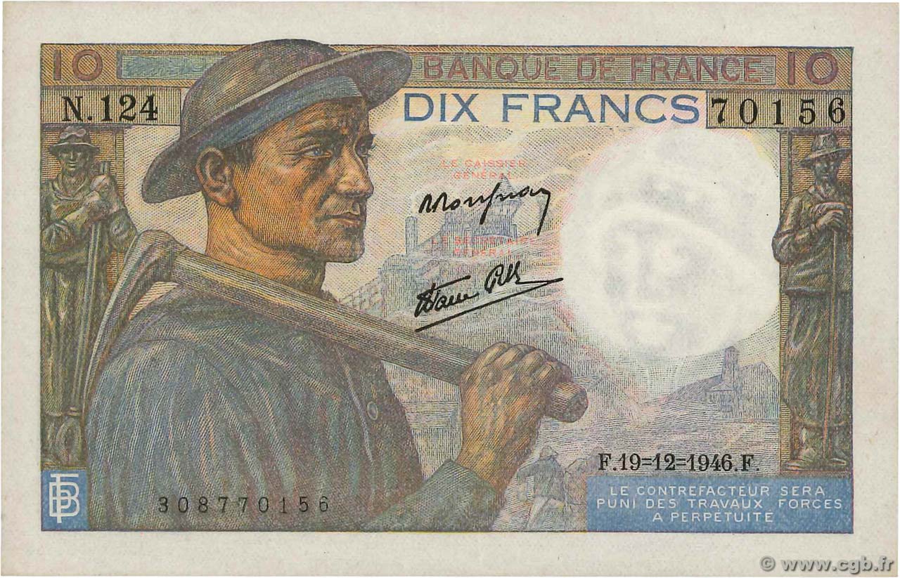 10 Francs MINEUR FRANCIA  1946 F.08.16 SPL+