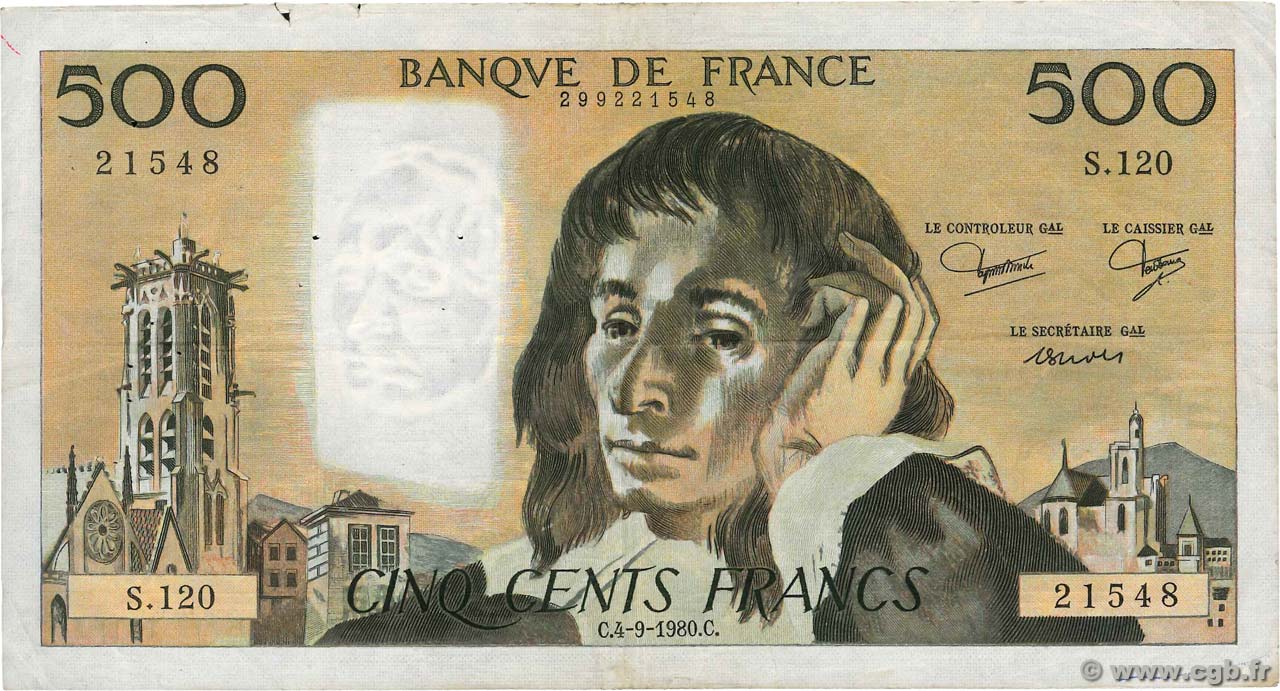 500 Francs PASCAL FRANCIA  1980 F.71.22 q.BB