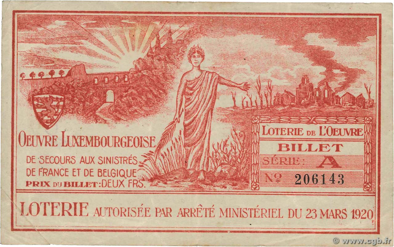 2 Francs LUSSEMBURGO  1920 P.- MB
