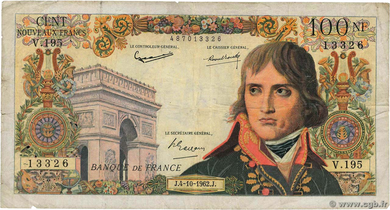 100 Nouveaux Francs BONAPARTE FRANCIA  1962 F.59.17 RC