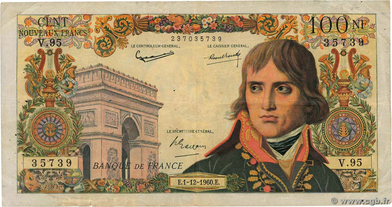 100 Nouveaux Francs BONAPARTE FRANCIA  1960 F.59.09 MB