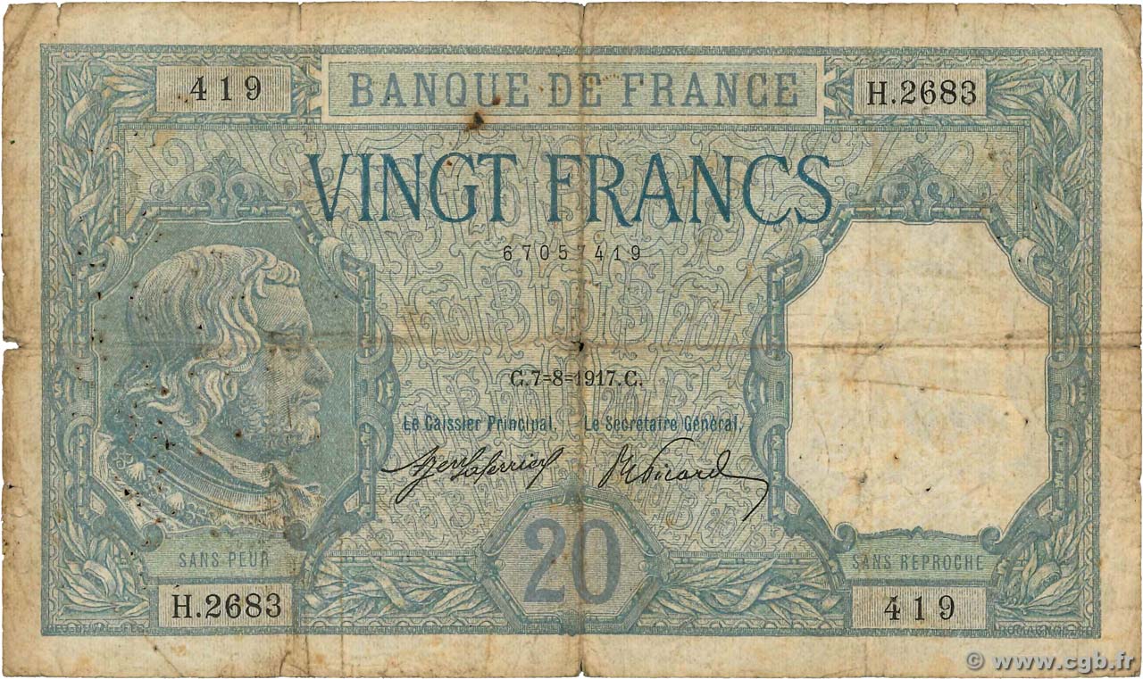 20 Francs BAYARD FRANCIA  1917 F.11.02 RC