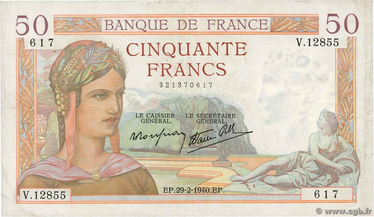 50 Francs CÉRÈS modifié FRANCIA  1940 F.18.40 BB