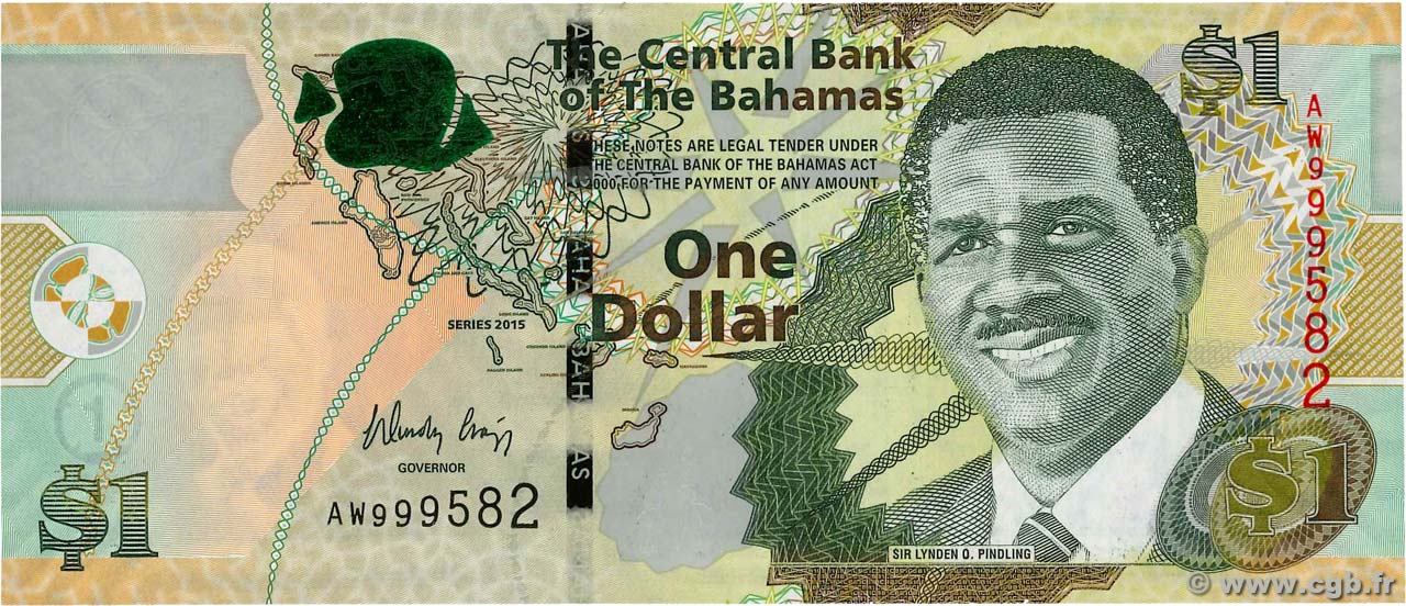 1 Dollar BAHAMAS  2015 P.71A FDC
