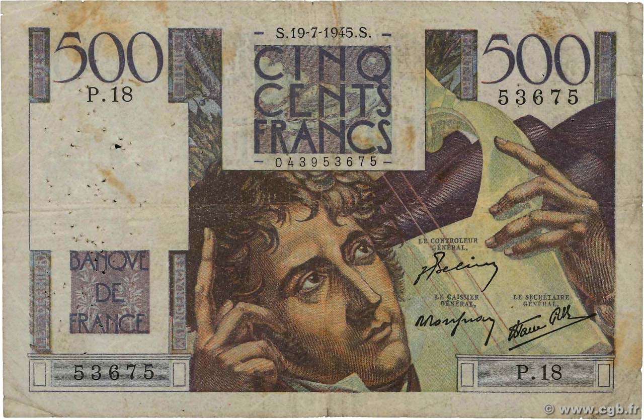 500 Francs CHATEAUBRIAND FRANCE  1945 F.34.01 B+