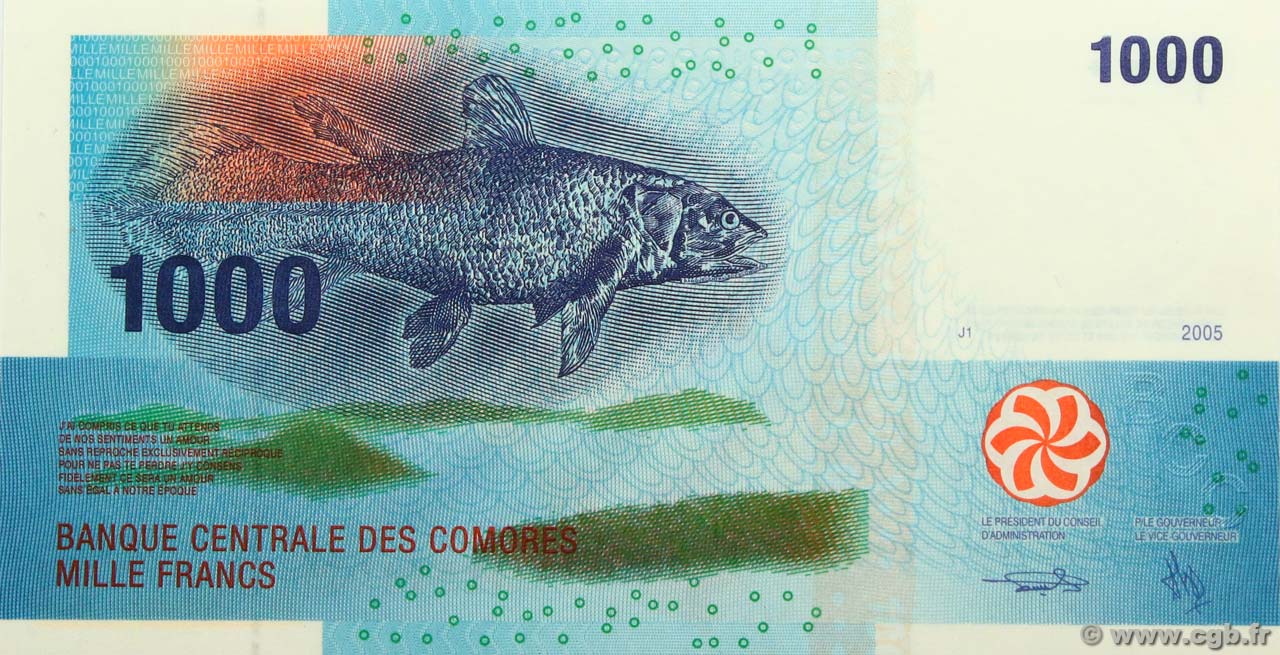 1000 Francs KOMOREN  2005 P.16b ST
