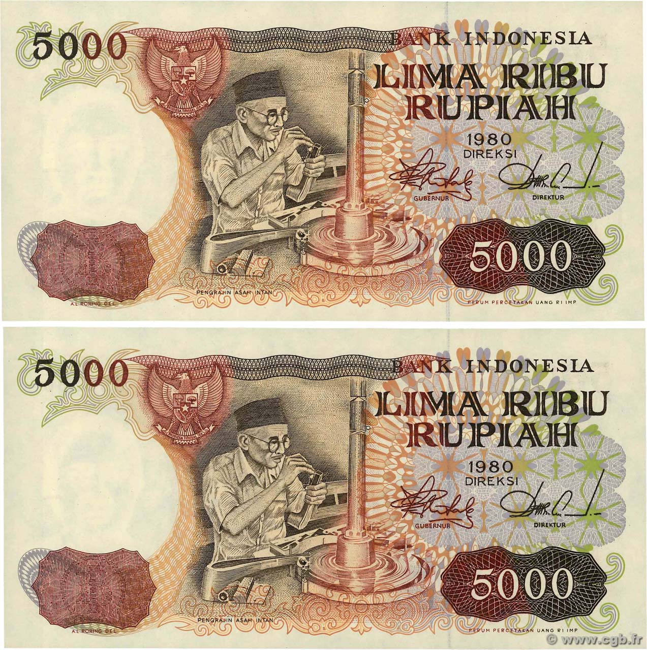 5000 Rupiah Consécutifs INDONESIEN  1980 P.120a ST
