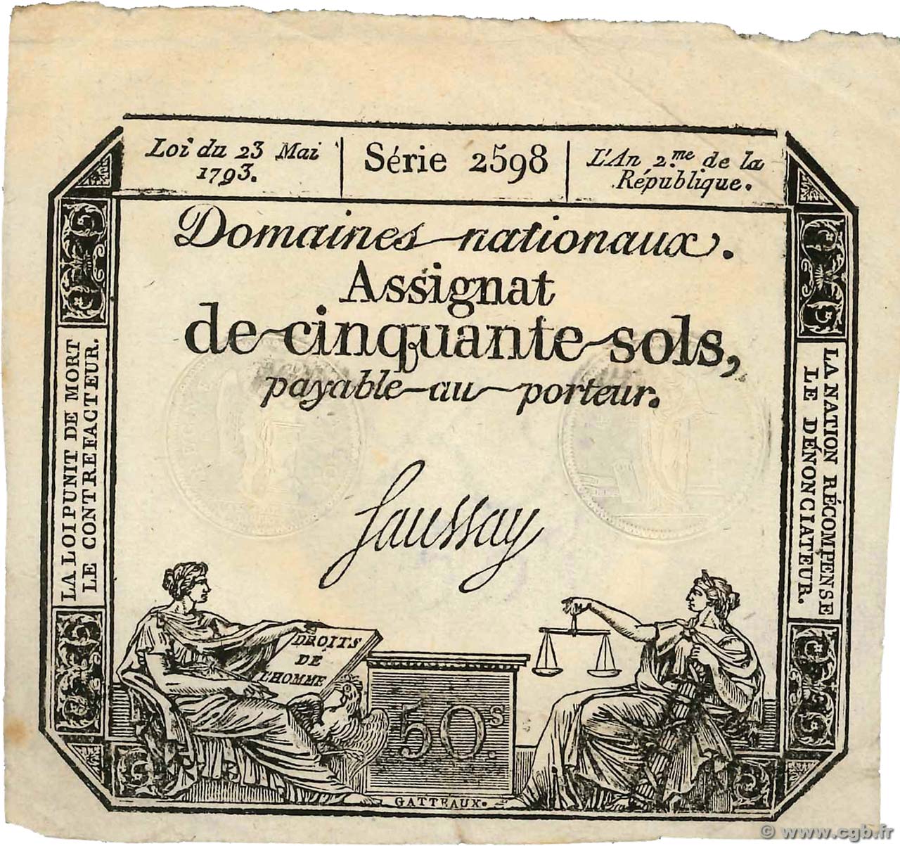 50 Sols FRANCIA  1793 Ass.42c EBC