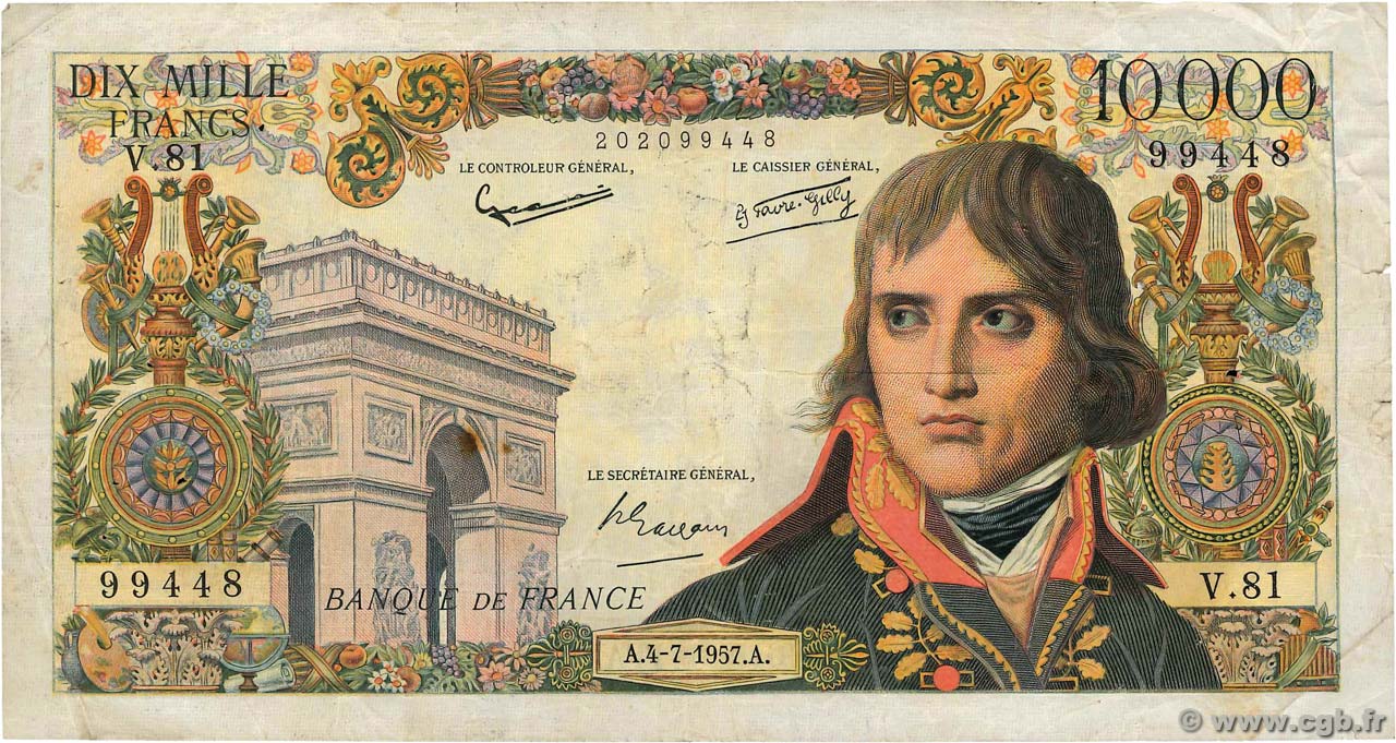 10000 Francs BONAPARTE FRANCIA  1957 F.51.09 BC