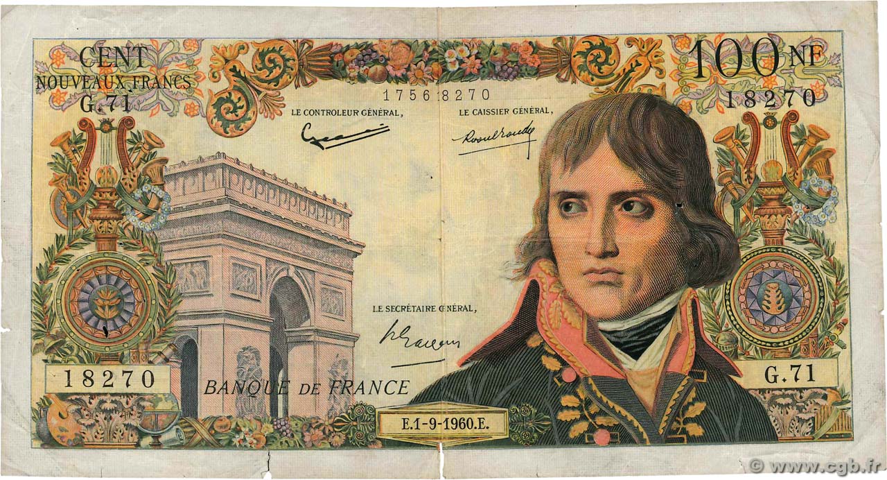100 Nouveaux Francs BONAPARTE FRANCIA  1960 F.59.07 MB