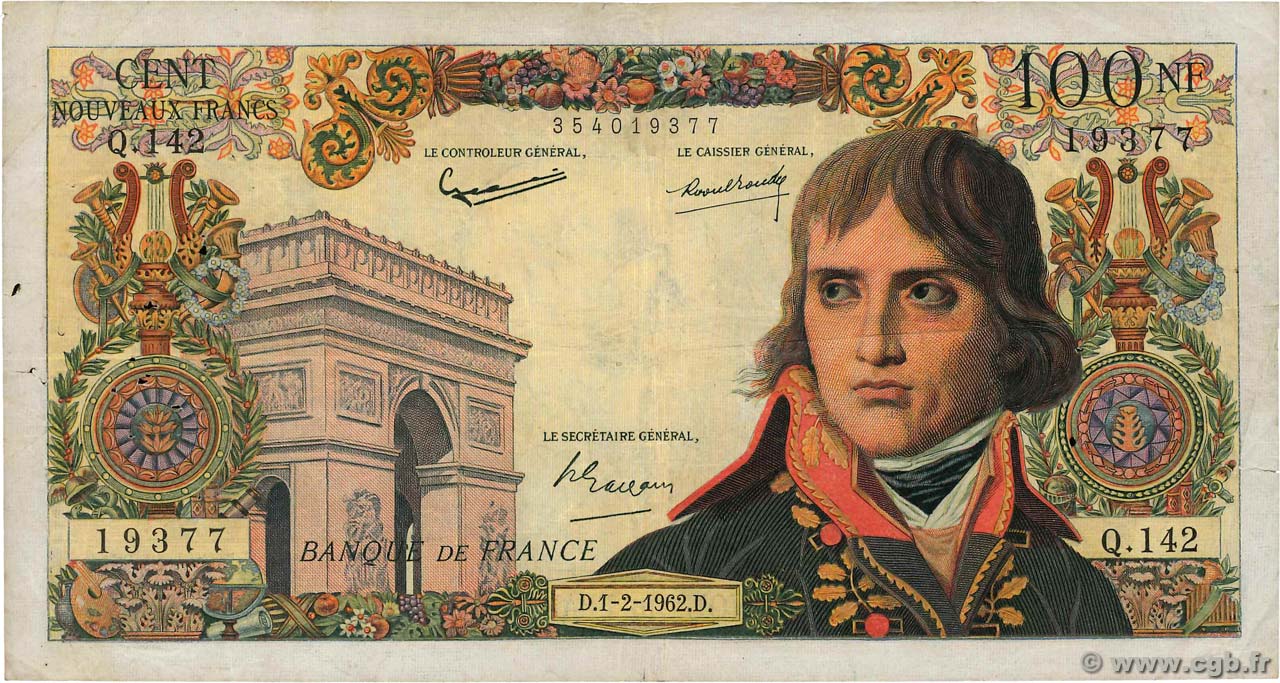 100 Nouveaux Francs BONAPARTE FRANCIA  1962 F.59.13 BC