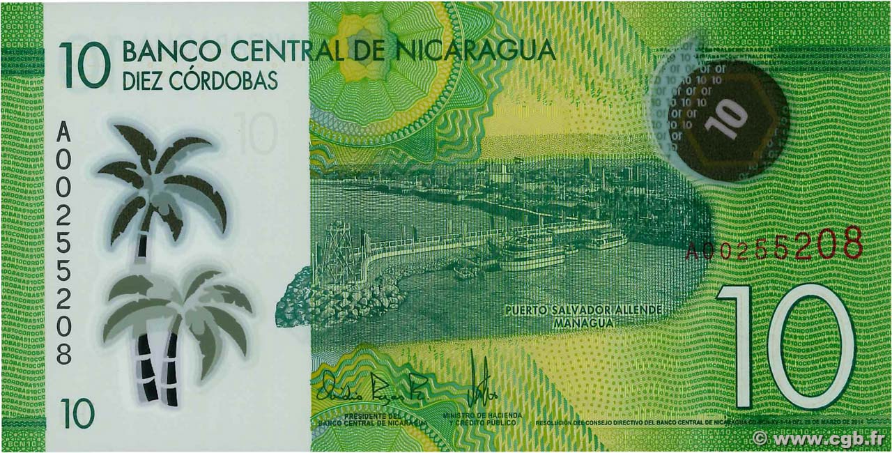 10 Cordobas NICARAGUA  2014 P.209a FDC