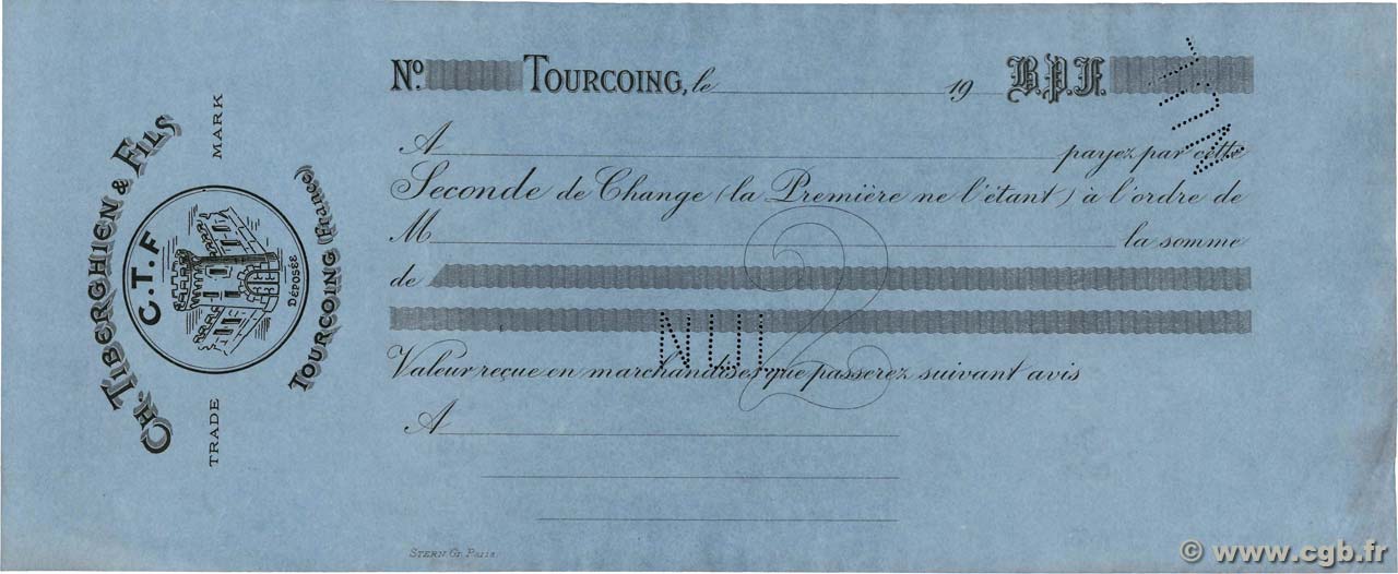 Francs Non émis FRANCE regionalism and various Tourcoing 1900 DOC.Lettre XF