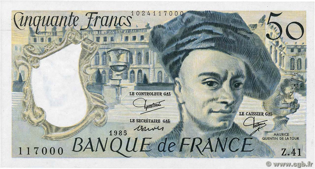 50 Francs QUENTIN DE LA TOUR FRANCIA  1985 F.67.11 SC