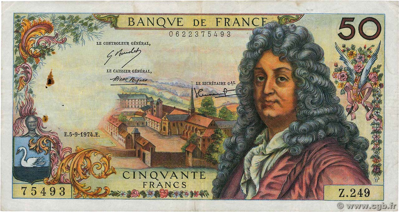 50 Francs RACINE FRANKREICH  1974 F.64.27 fSS