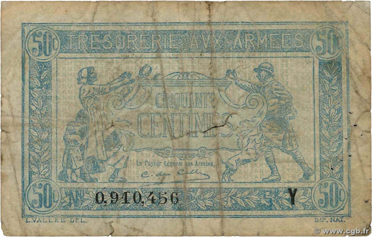 50 Centimes TRÉSORERIE AUX ARMÉES 1919 FRANCIA  1919 VF.02.08 RC