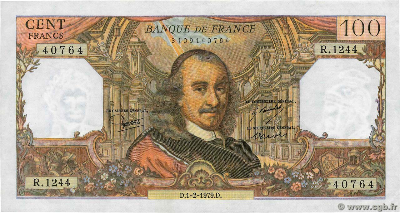 100 Francs CORNEILLE FRANCE  1979 F.65.65 SPL