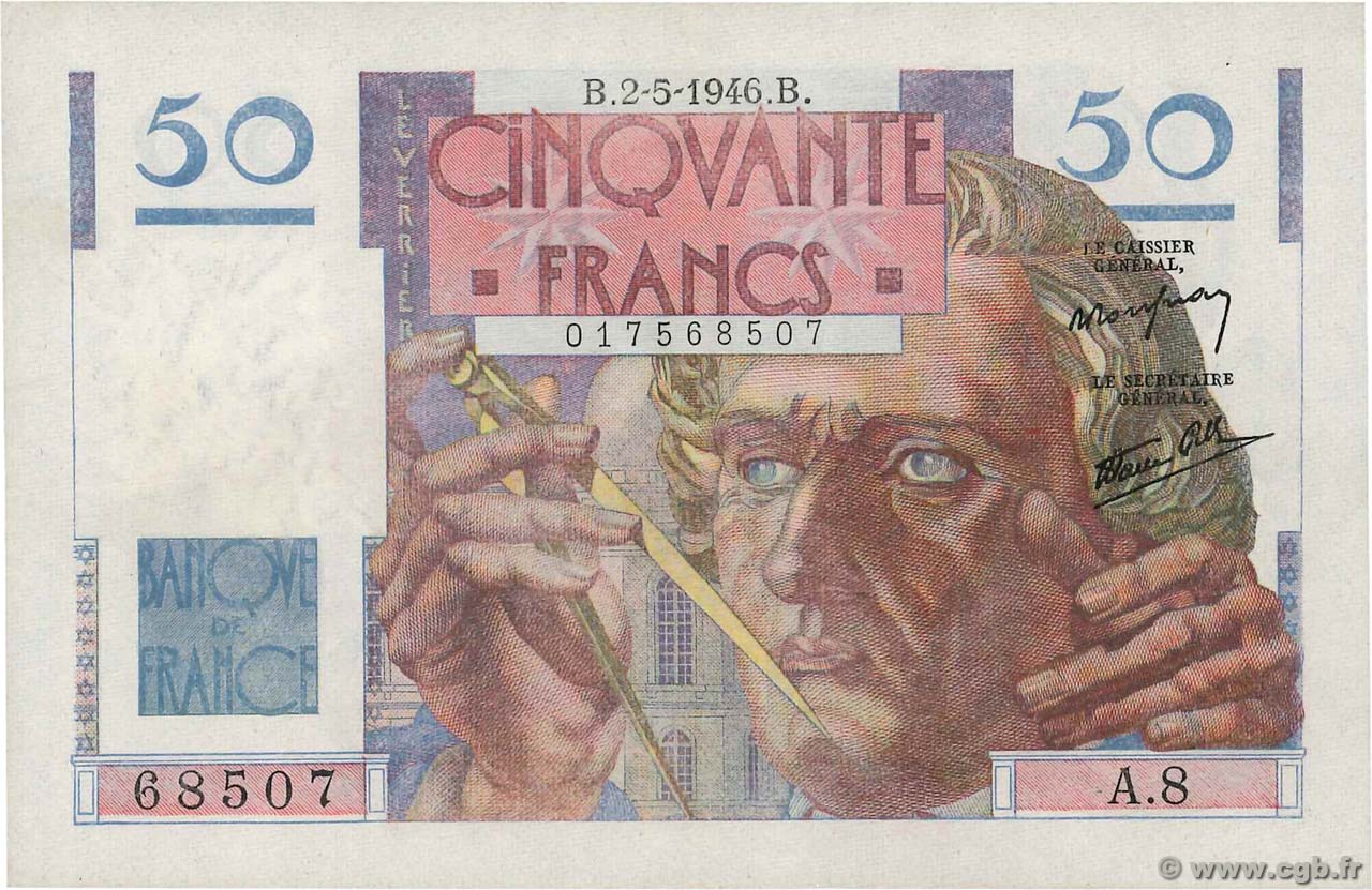 50 Francs LE VERRIER FRANCIA  1946 F.20.03 BB