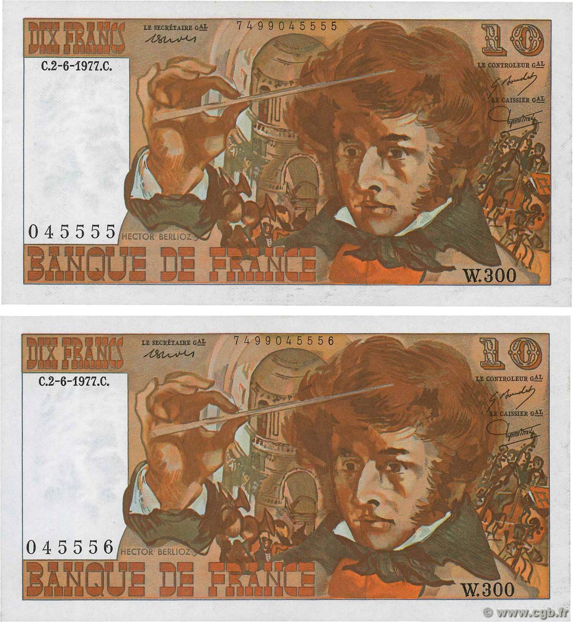 10 Francs BERLIOZ Consécutifs FRANCIA  1977 F.63.22 EBC+