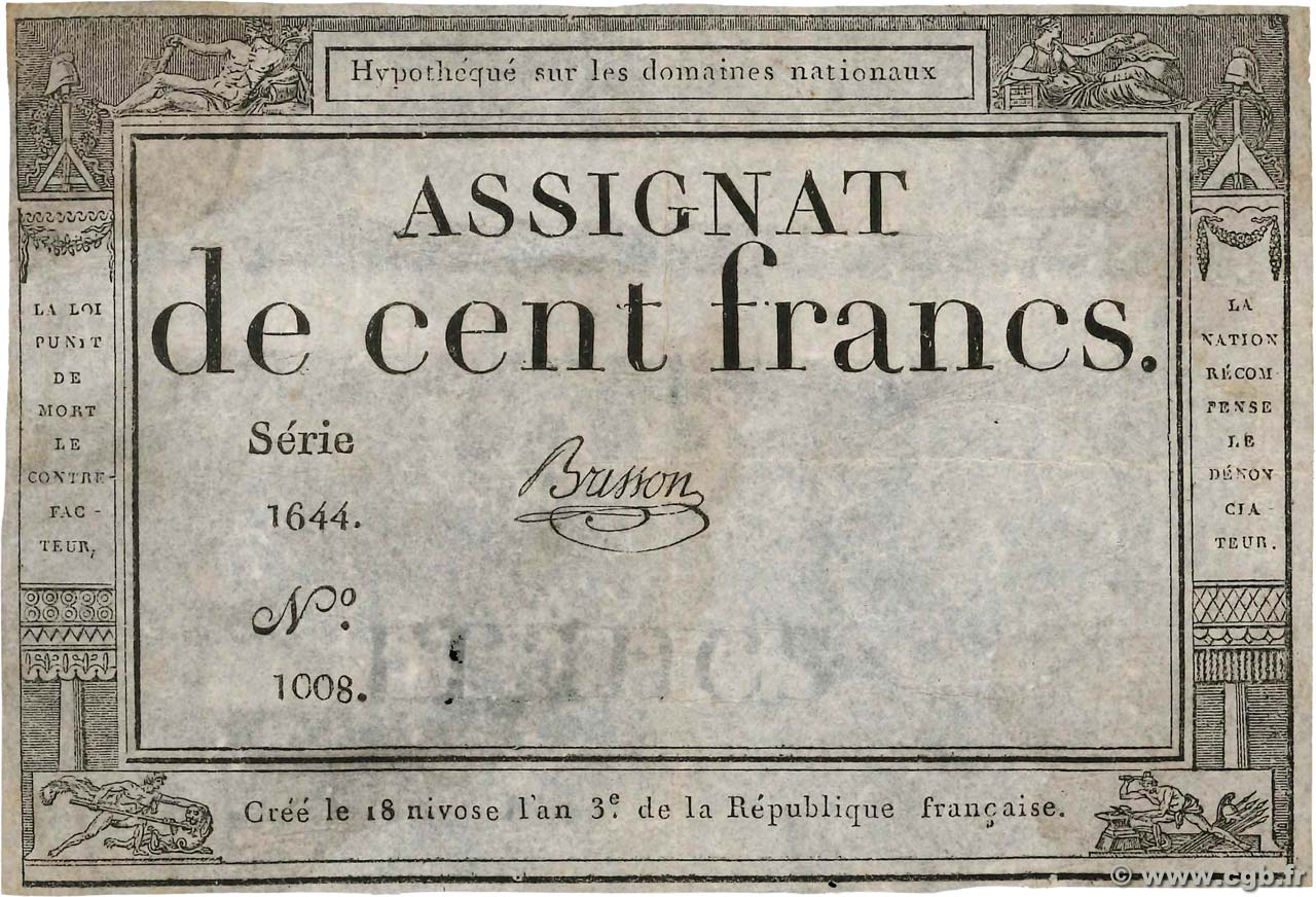 100 Francs FRANCIA  1795 Ass.48a BC