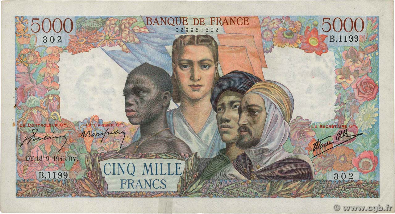 5000 Francs EMPIRE FRANÇAIS FRANCIA  1945 F.47.43 BB