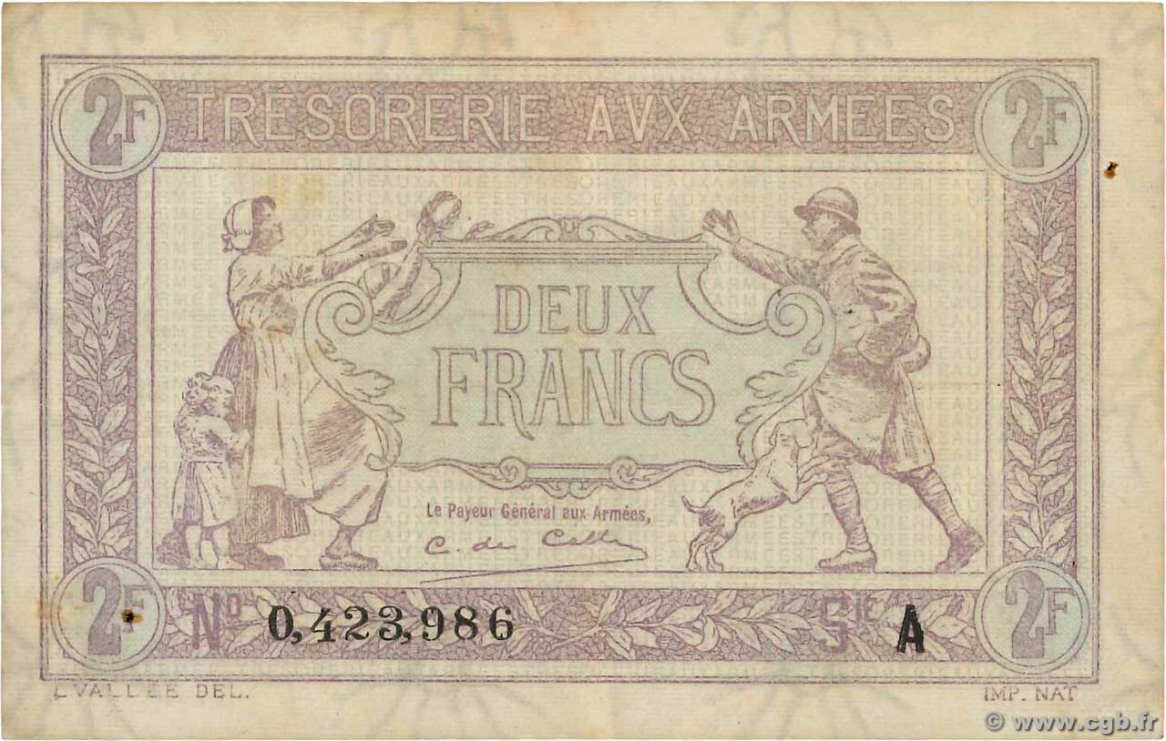 2 Francs TRÉSORERIE AUX ARMÉES FRANCE  1917 VF.05.01 VF