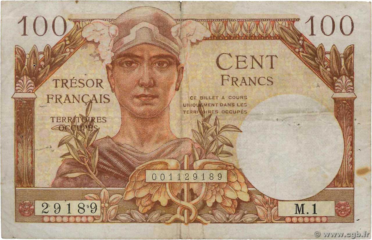 100 Francs TRÉSOR FRANÇAIS FRANKREICH  1947 VF.32.01 S