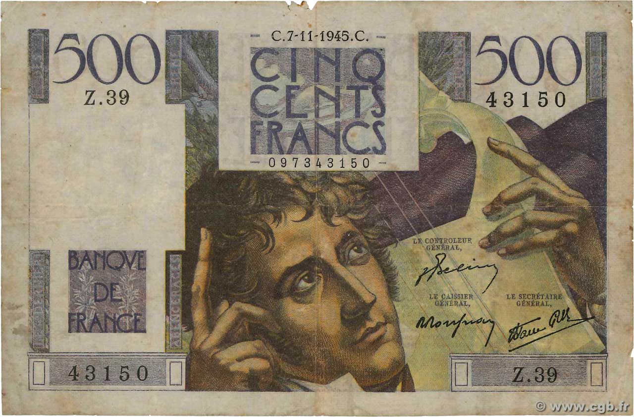 500 Francs CHATEAUBRIAND FRANCIA  1945 F.34.03 RC+